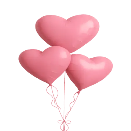 3 balloons Heart pink