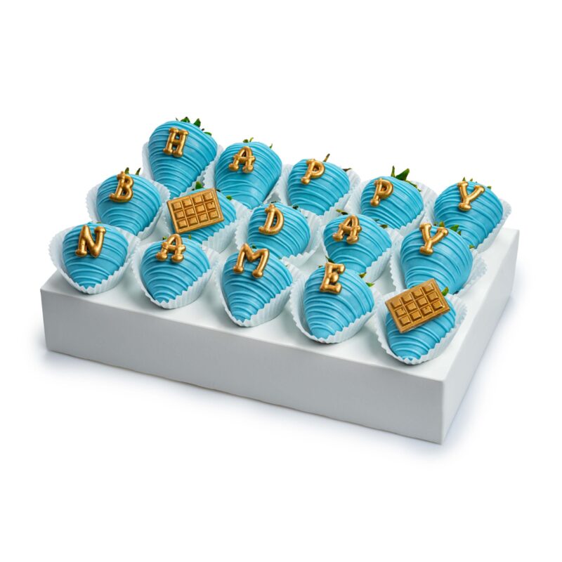 Blue Chocolate-Covered Strawberries – Birthday Gift Box for Him