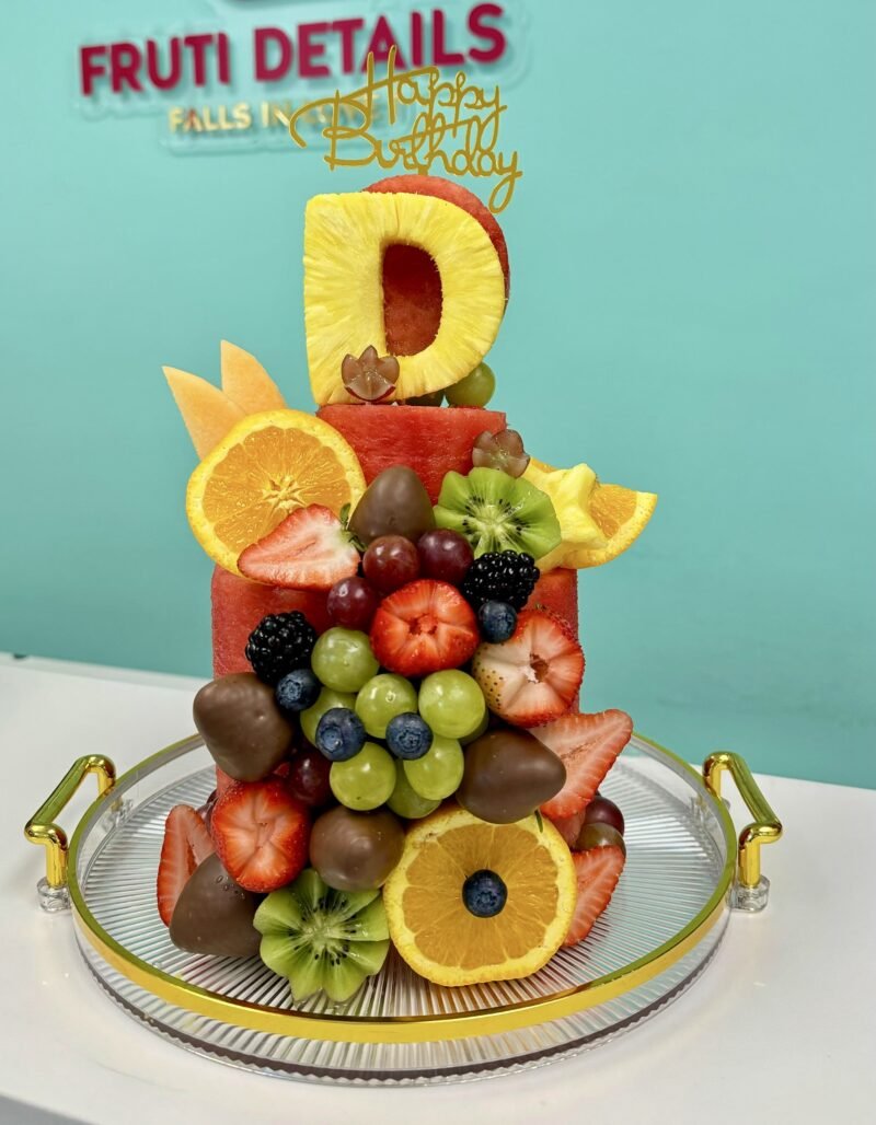 Birthday Fruit Cake Pineapple Initial