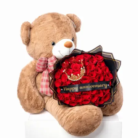 Bundle 50 Flowers with Teddy