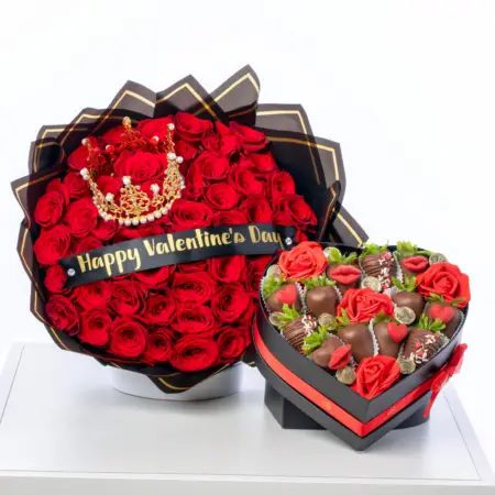 Duo 50 red roses & Chocolate Valentines