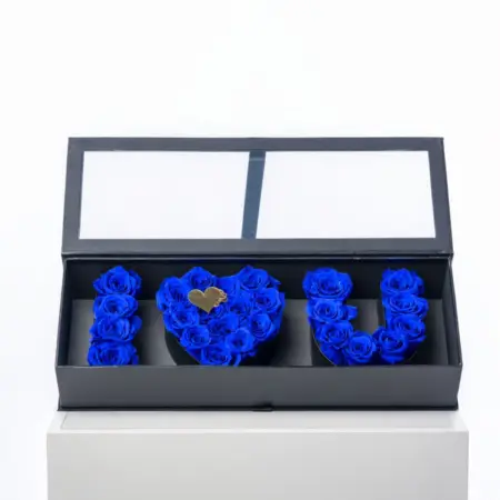 I Love You - flowers Box BLUE
