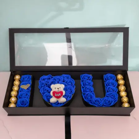 Flowers Blue heart shaped roses foam