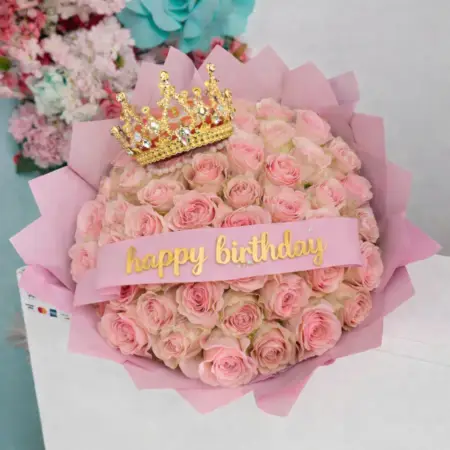 happy birthday pink flowers