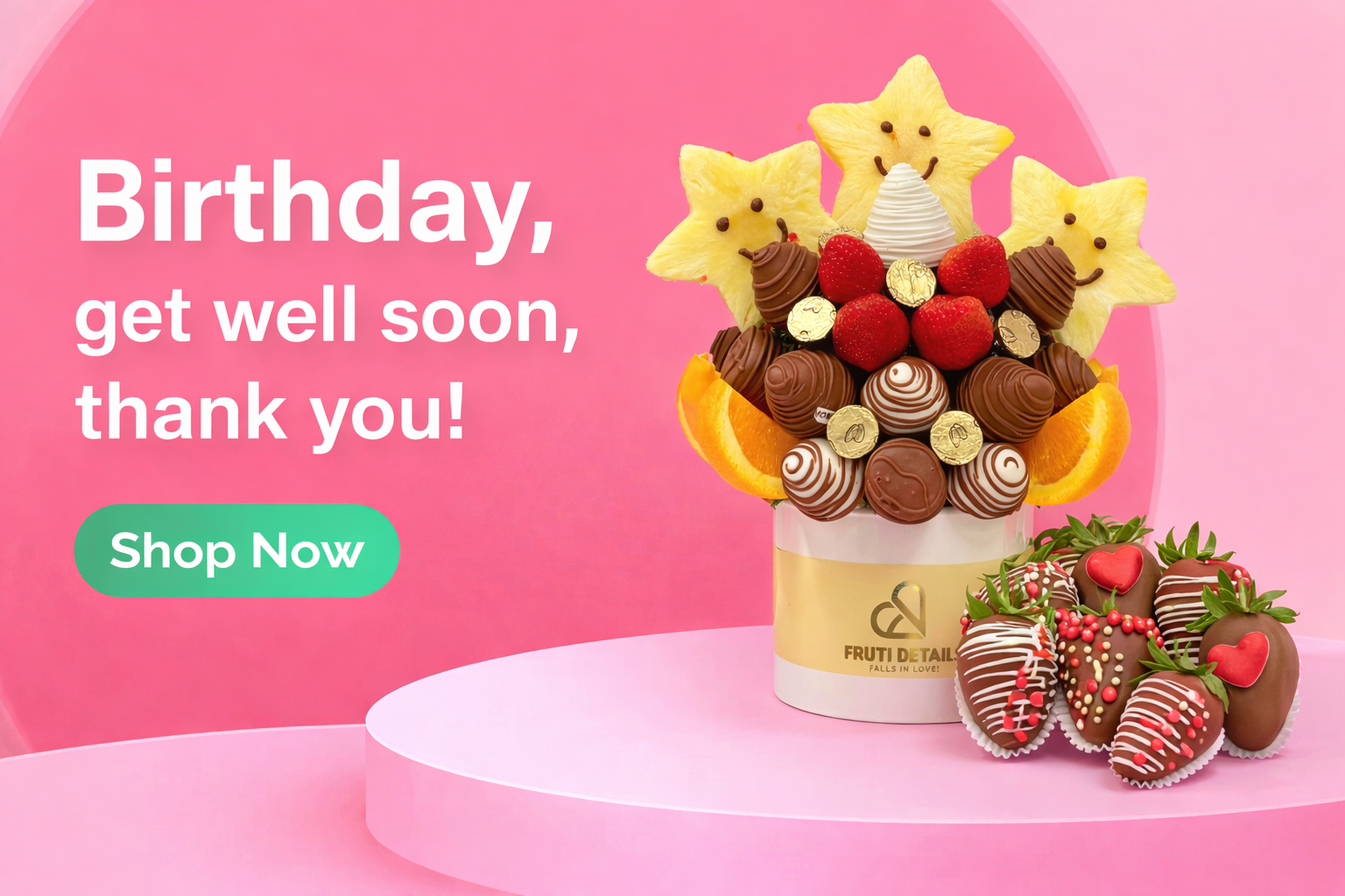 fruit arrangements with chocolate for happy birthday