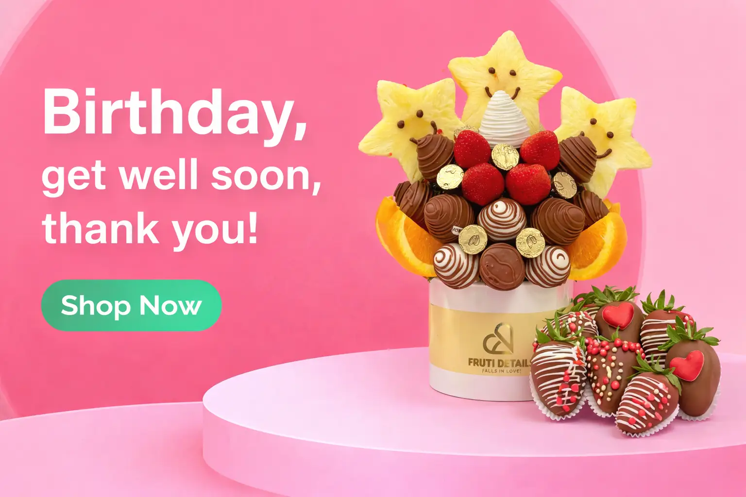 fruit arrangements with chocolate for happy birthday