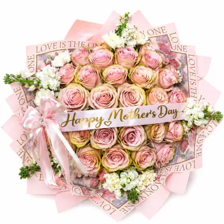 25 roses pink for mom, dia de las madres