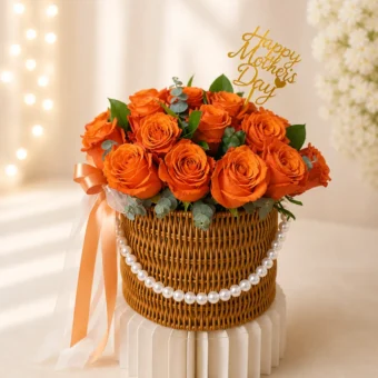 Premium Mom Roses Box Orange
