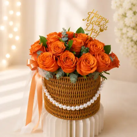 Premium Mom Roses Box Orange