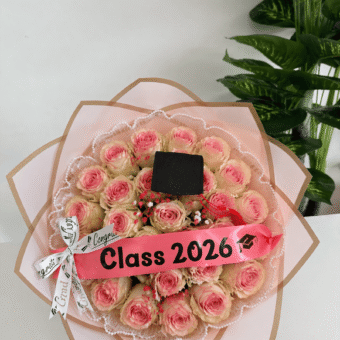 Graduation Pink Roses Bouquet