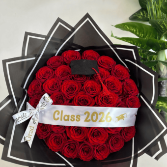 Graduation Red Roses Bouquet