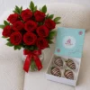 Duo Roses Box and Chocolate Strawberries