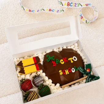 Back to School chocolate covered strawberries gift box
