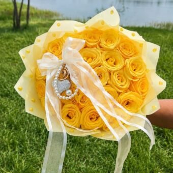 25 yellow roses bouquet for September 21 delivery in Hialeah and Miami