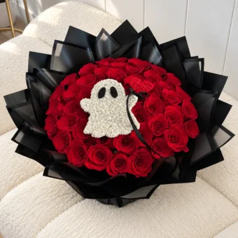 Ghost 50 Red Rose Bouquet Halloween