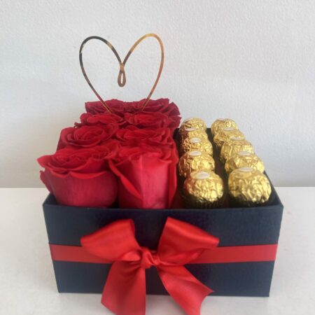 Flores rojas y Chocolate para mujer